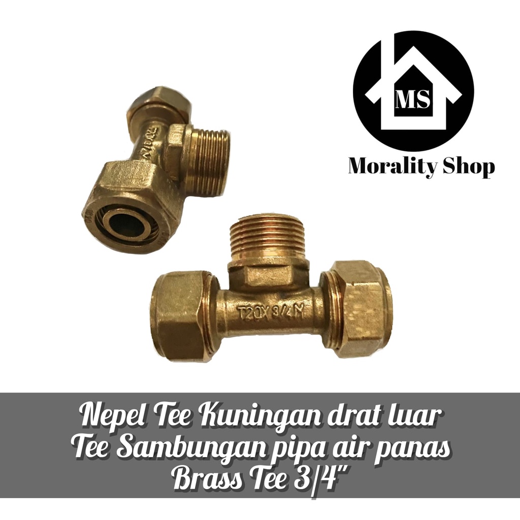 Nepel T Elbow Sambungan pipa air panas Kuningan 1/2&quot; 3/4&quot; TPPL-Nepel Tee Pipa air Brass Fitting Tee Elbow Water Heater