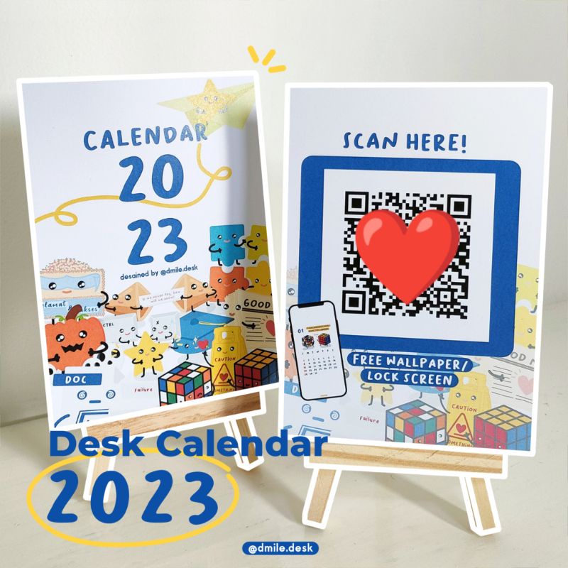 

dmile.desk - Calendar 2023, Desk calendar with wooden stand (Easel Mini)