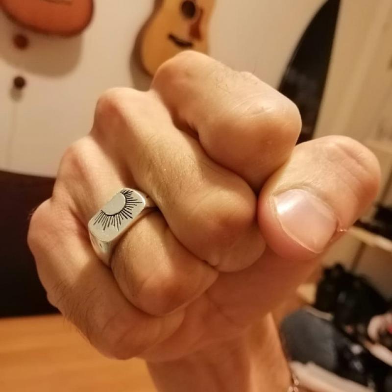 Cincin Desain Matahari Terbit Gaya Vintage Hip-Hop Untuk Pria