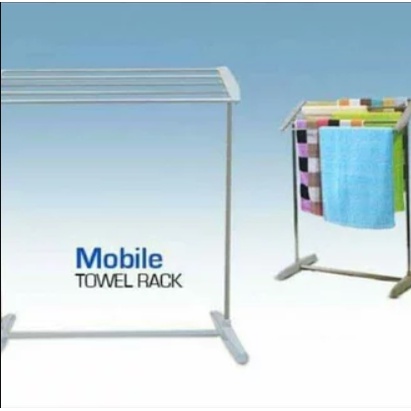 Mobile Towel Rack Jemuran Handuk Baju / jemuran pakaian stainleess / jemuran baju stainleess / jemur