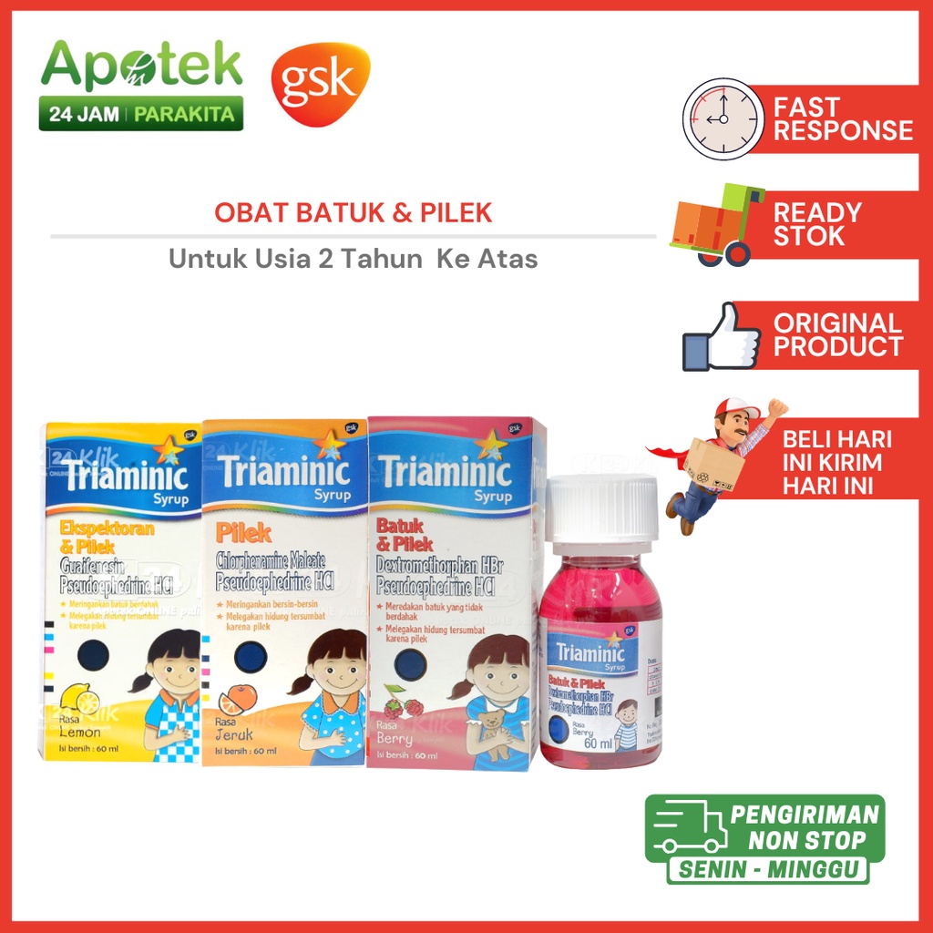 Triaminic Obat Batuk Berdahak dan Tidak BErdahak/Kering Serta Pilek Untuk Anak diatas 2 Tahun