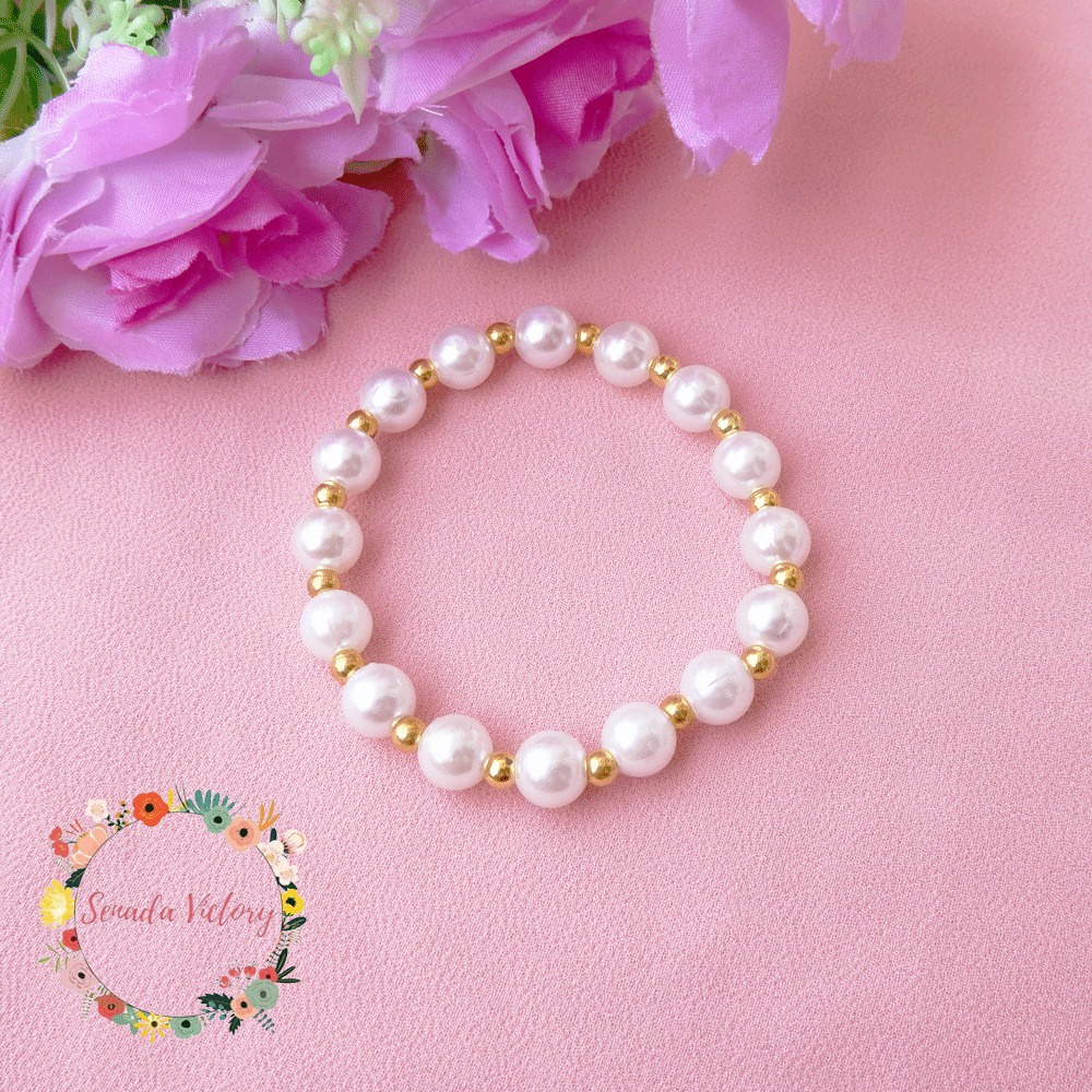 Senada Victory Gelang Pearl White Manik Gelang Tangan Aksesoris Fashion Wanita SGC14