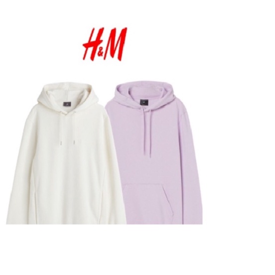Hoodie H&M Relaxed Fit Lilac & White