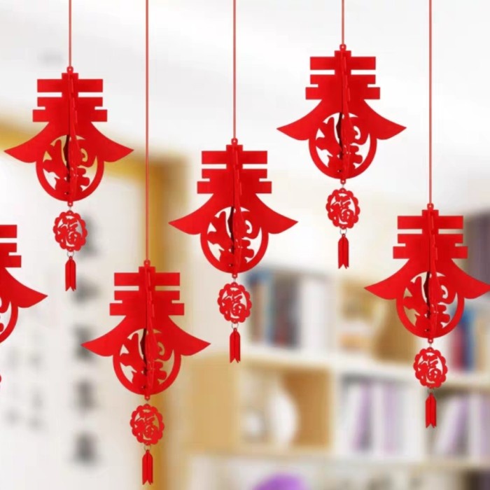 Garland Gong Xi Fa Cai Wan Shi Ru Yi Dekorasi Imlek Lampion Murah Ornamen Imlek Garland Banner Merah Harga Grosir Termurah