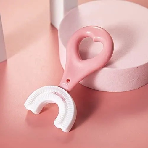 Sikat gigi Anak Umur 6-12 Bahan Lembut Model Korea Sikat gigi anak Bahan silikon Sikat Gigi Anak U / Sikat gigi Baby bahan silikon warna-warni / Training Toothbrush Baby Silicone 360°