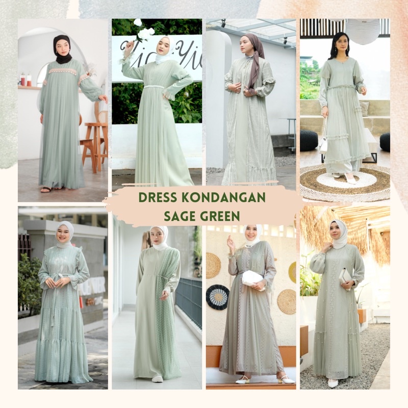 GAMIS KONDANGAN DRESS PESTA SAGE GREEN MINT