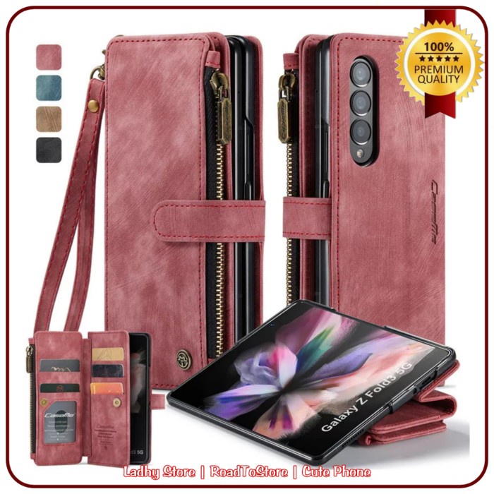 Casing Samsung Z Fold3 Fold 3 Soft Flip Case Leather Full Wallet Cover