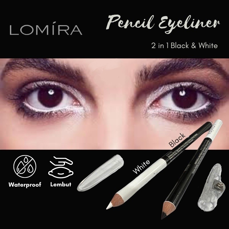 Lomira Pensil Eyeliner 2in1 Warna Black &amp; White BPOM