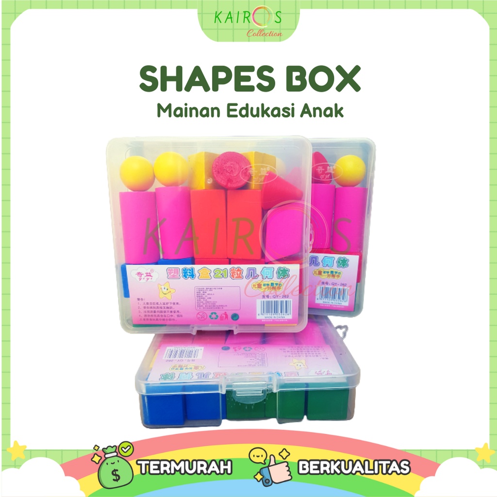 Mainan Edukasi Anak Balok Kayu Susun Aneka Bentuk Shapes Box