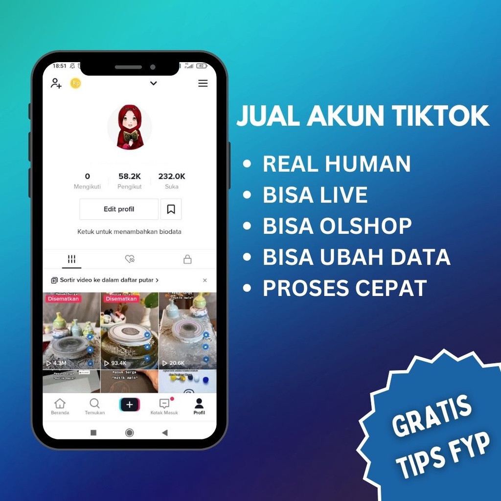 AKUN TIKTOK FOLLOWERS INDO REAL AKTIF 71-90K