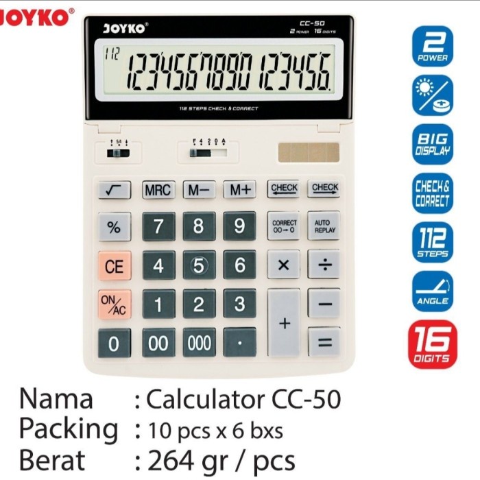

Calculate Calculator 16 Digit Merk Joyko Cc-31