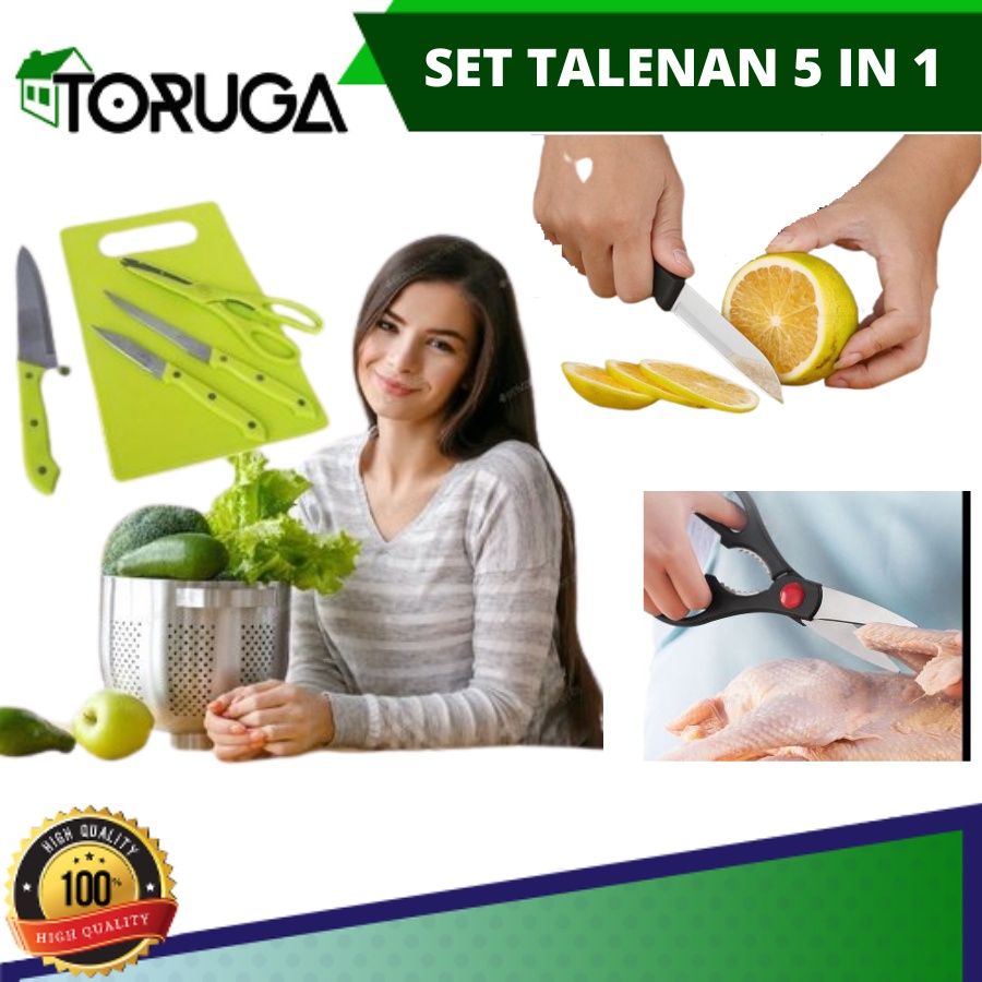 Set Talenan Dapur Lengkap Plus Pisau Dan Gunting 5 in 1 Murah