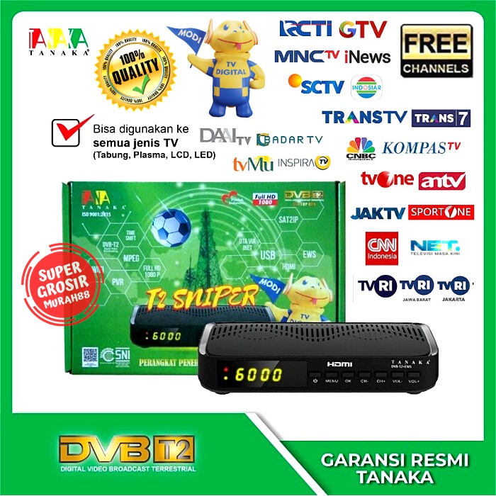 Set Top Box Tanaka T2 Sniper Penerima Siaran TV Digital DVB T2 EWS UHF HD