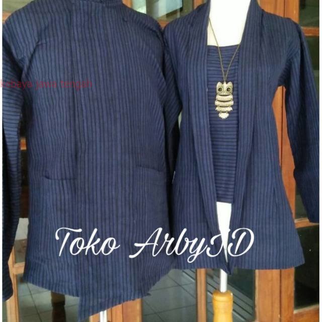 Surjan lurik pria dan kebaya lurik wanita motif lurik biru| baju adat jawa khas solo dan jogja Kebay
