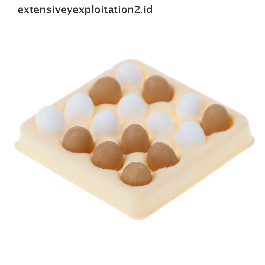 Mainan Miniatur Kartun Telur Skala 1: 12 Dengan 16 Telur Untuk Rumah Boneka