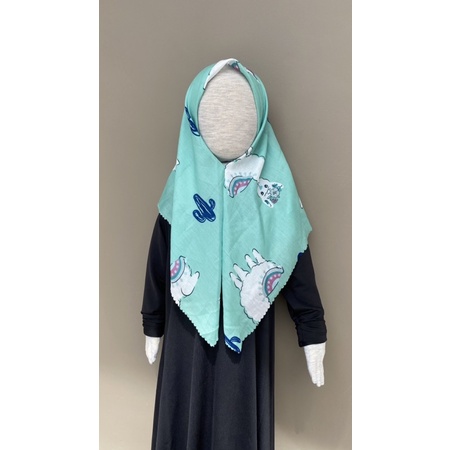 VOAL PRINTING ANAK INSTANT MOTIF ALPACA KAKTUS HIJAU / HIJAB INSTANT ANAK / KERUDUNG ANAK KARAKTER LUCU