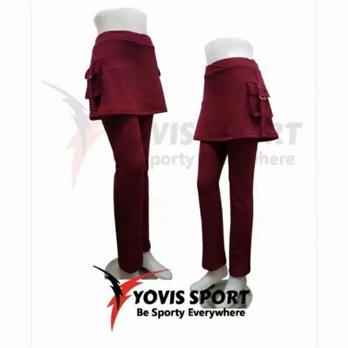 Celana Senam Wanita Rok Kantong Cargo Spandex Olahraga Terbaru