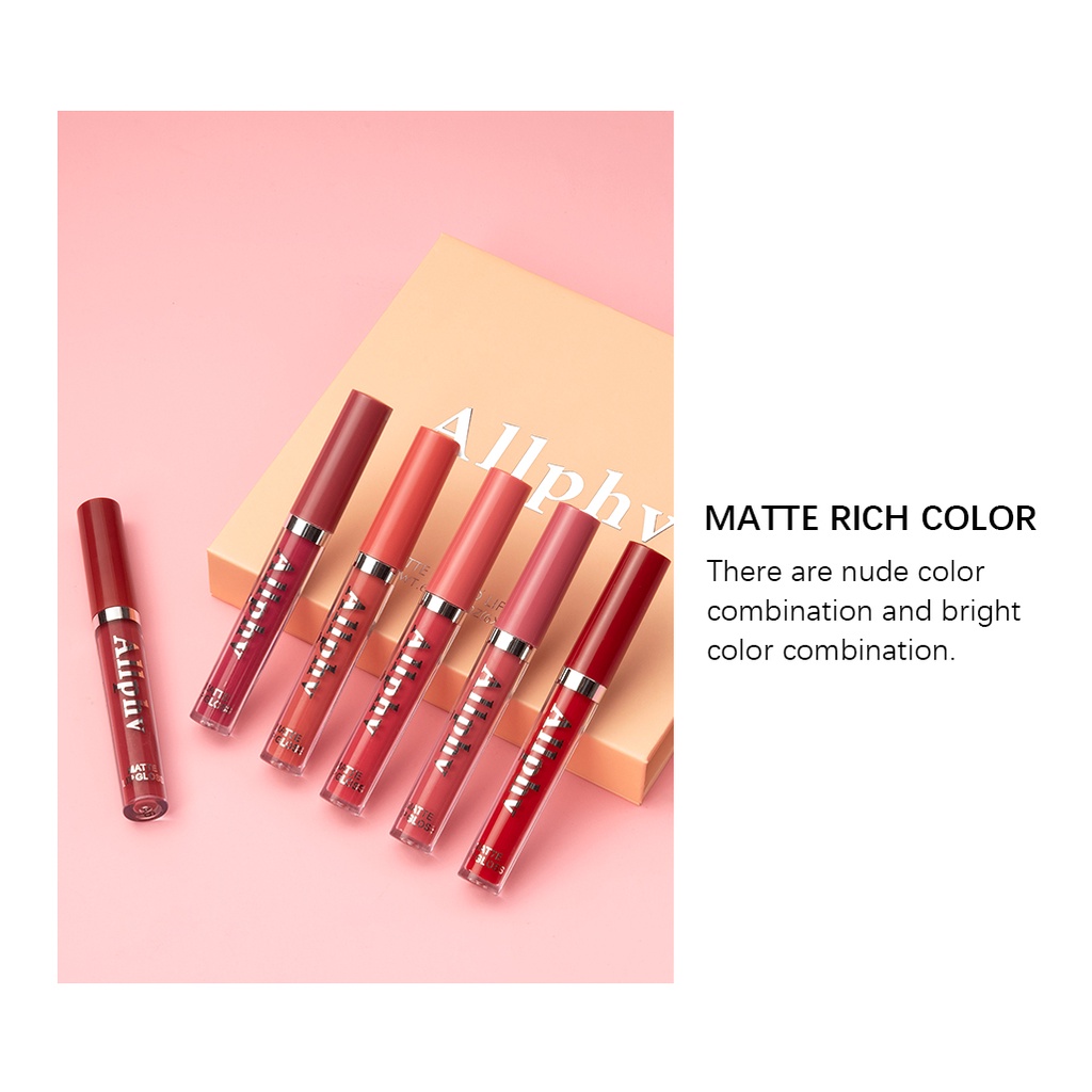 ALLPHV Lipstik Matte Lip Gloss Lipstick Set Long Lasting Lembut Tahan Lama Pelembab Pigmentasi Tinggi Tahan Air Anti Lengket Tidak Lips Tint Kosmetik Bibir Perawatan Kecantikan12 Color