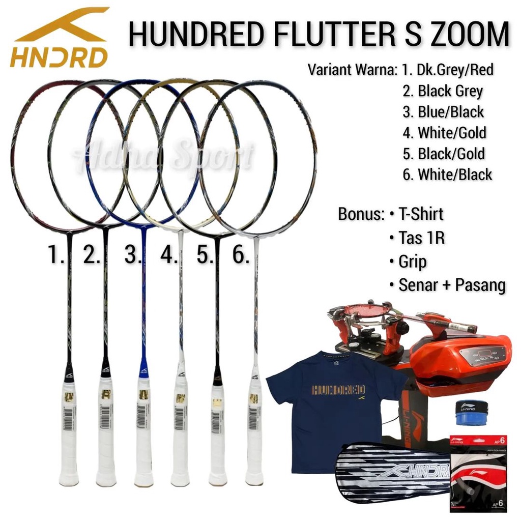 Hundred Flutter S ZOOM Raket Badminton Original Bulutangkis Adha Sport Store Surabaya