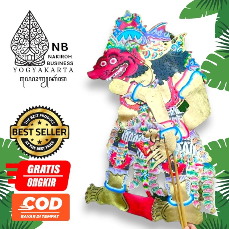 NAKIROHBUSINESS Wayang KUMBOKARNO/BUTO KUMBAKARNA Wayang kulit ASLI Jumbo 80cm Standar Dalang
