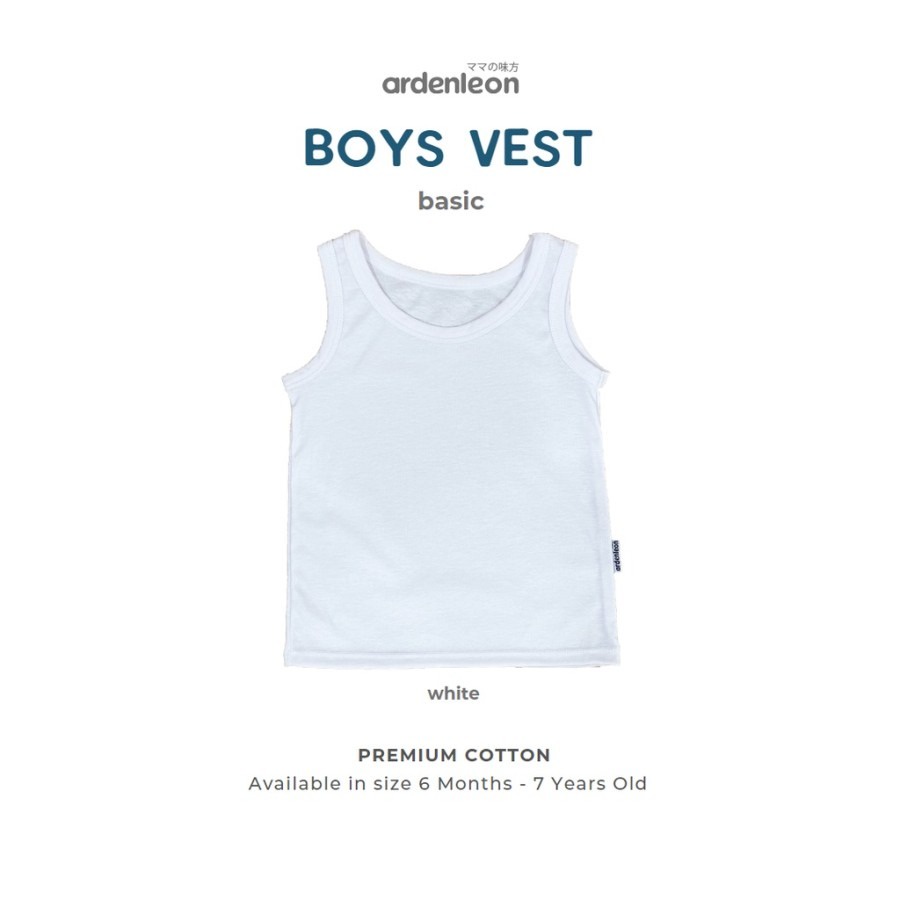 Ardenleon Boys Vest Basic White | Kaos Dalam Anak