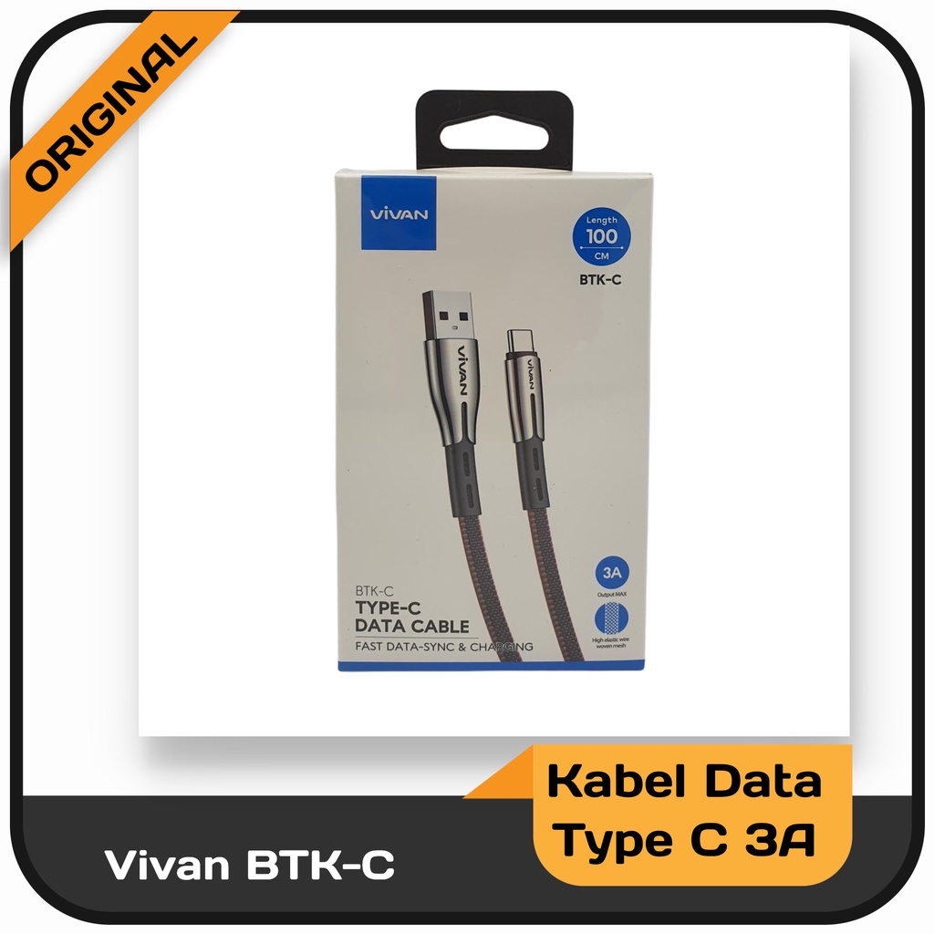 Kabel Data Original Vivan Fast Charging 2.4 A Seri BTK-M/BTK-C/BTK-L