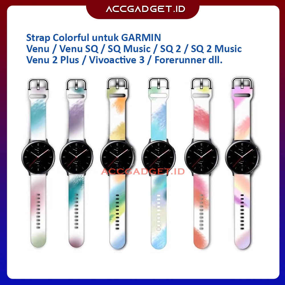 Tali Strap Jam untuk Smartwatch Tali Strap Smartwatch Garmin Venu SQ / Venu SQ Music / Venu 2 Plus / Vivoactive 3 / Forerunner 245 55 - ACR1 Rainbow Silicone Strap