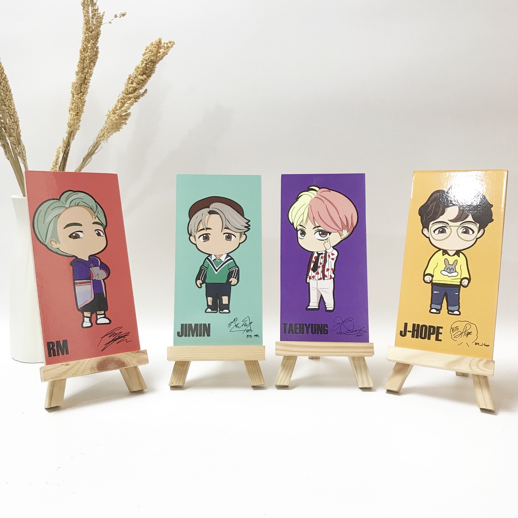 PREMIUM BTS MEMBER TOON HIASAN DINDING WALL DECOR 10x20CM PAJANGAN KAYU POSTER DEKORASI KAMAR RUMAH