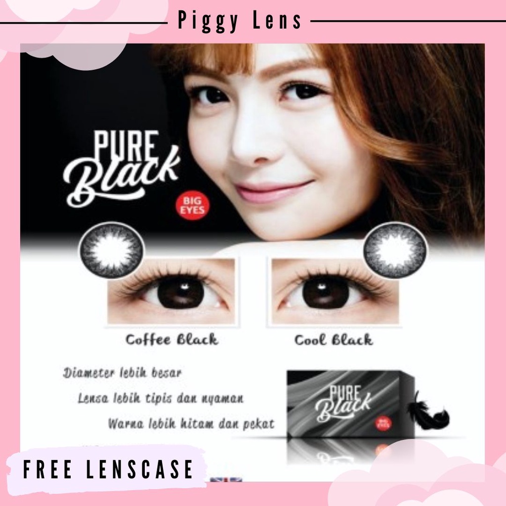 SOFTLENS PURE BLACK DIA 16MM NORMAL DAN MINUS 0.50 S/D 6.00 FREE LENSCASE