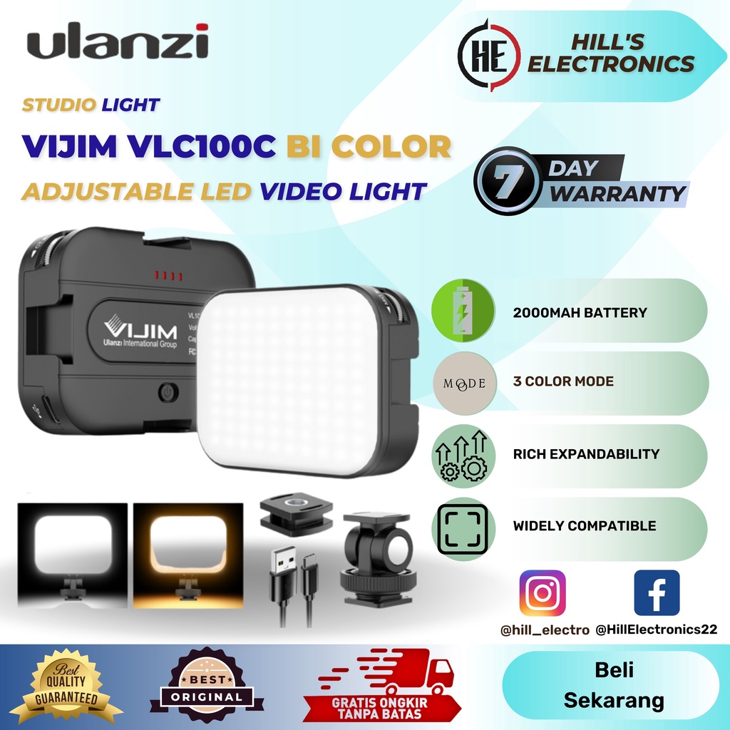 Jual Ulanzi Vijim VL100C Bi Color Adjustable LED Video Light Lampu