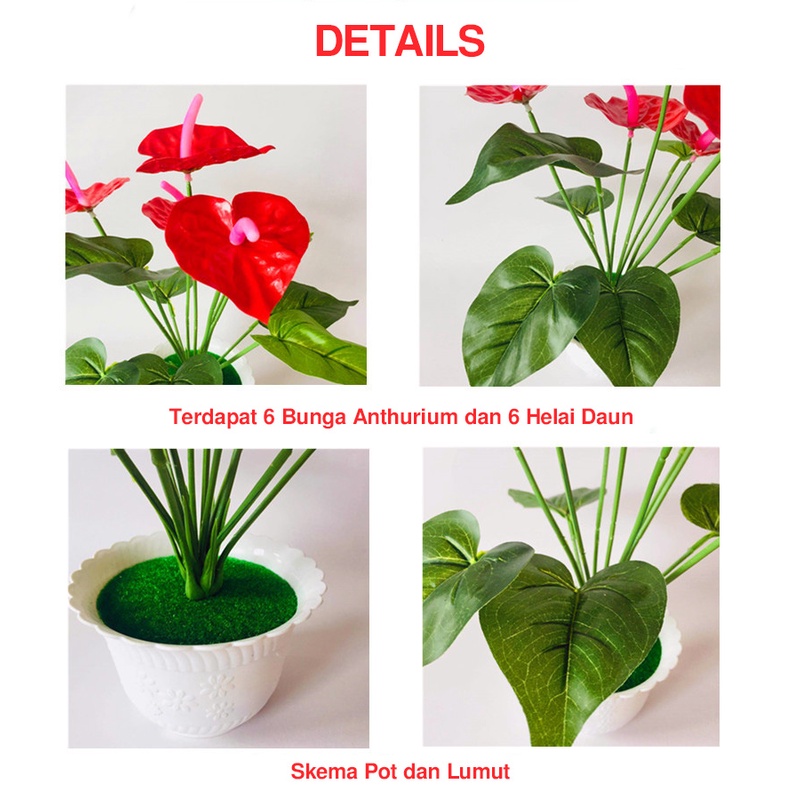 AND PBP21 BUNGA KELADI PLASTIK DAUN KELADI PALSU DECORATION FLOWER CALADIUM ARTIFICIAL