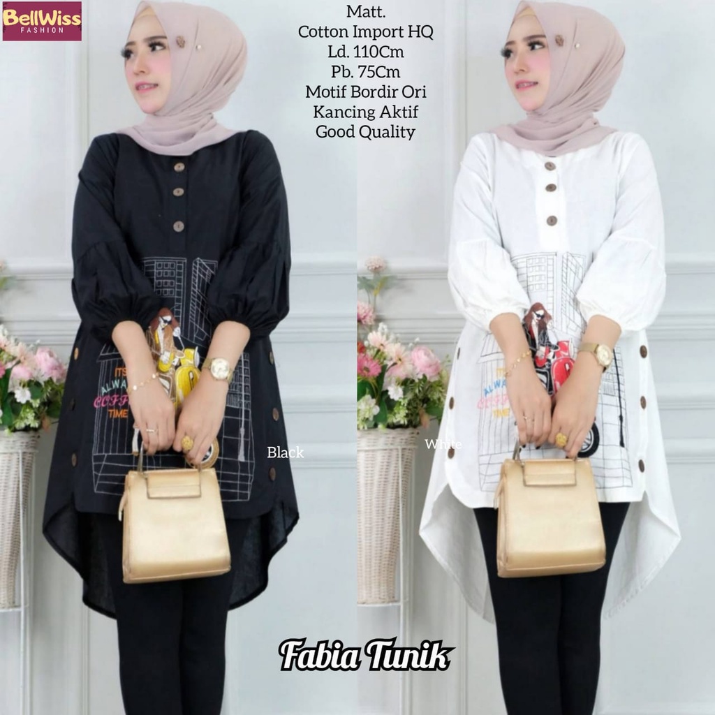 FABIA TUNIK / 19.7 / BAHAN KATUN / LD 110 CM / PB 75 CM / FIT XL-XXL / ALLSIZE / BUSUI / BELLWIS