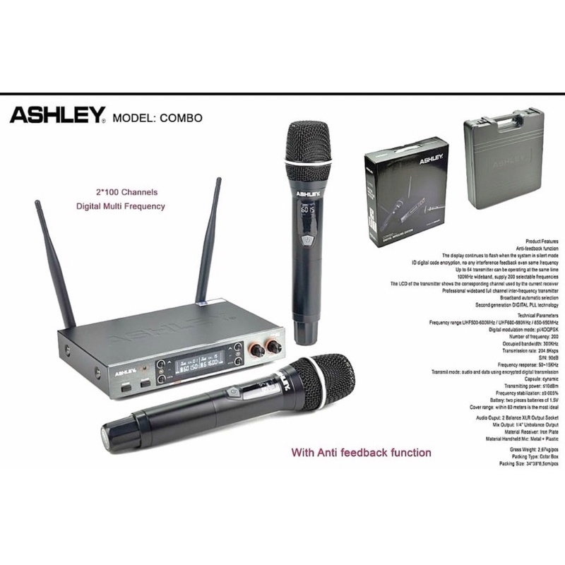 Mic Wireless Ashley Combo ORIGINAL(COD) Mic Wireless ASHLEY COMBO Dual Handle Original NEW