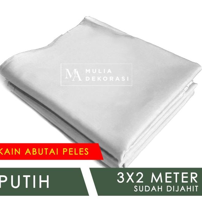 Kain Abutai Peles Dekorasi Backdrop Dijahit Nikahan Lamaran Syukuran - Putih, Kain + Tali