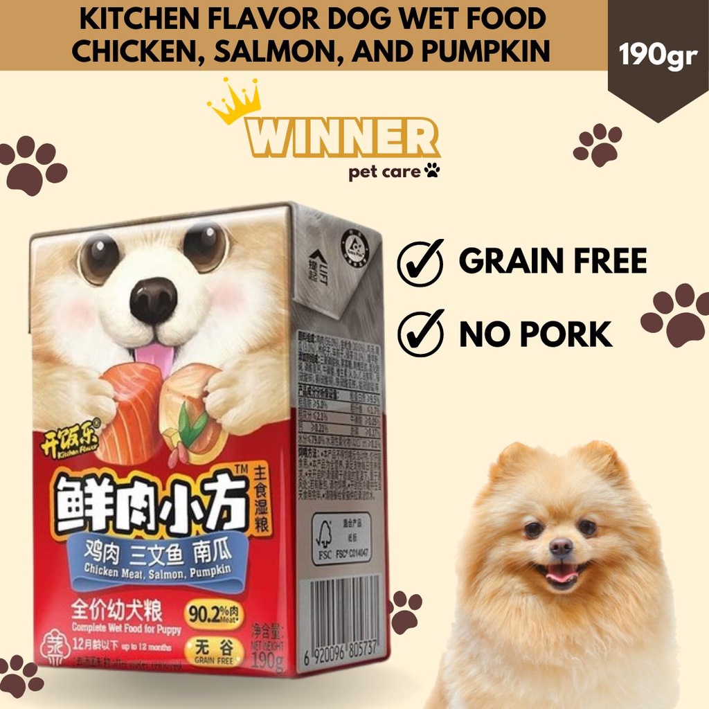 Kitchen Flavor Dog Wet Food Chicken Salmon Pumpkin 190gr