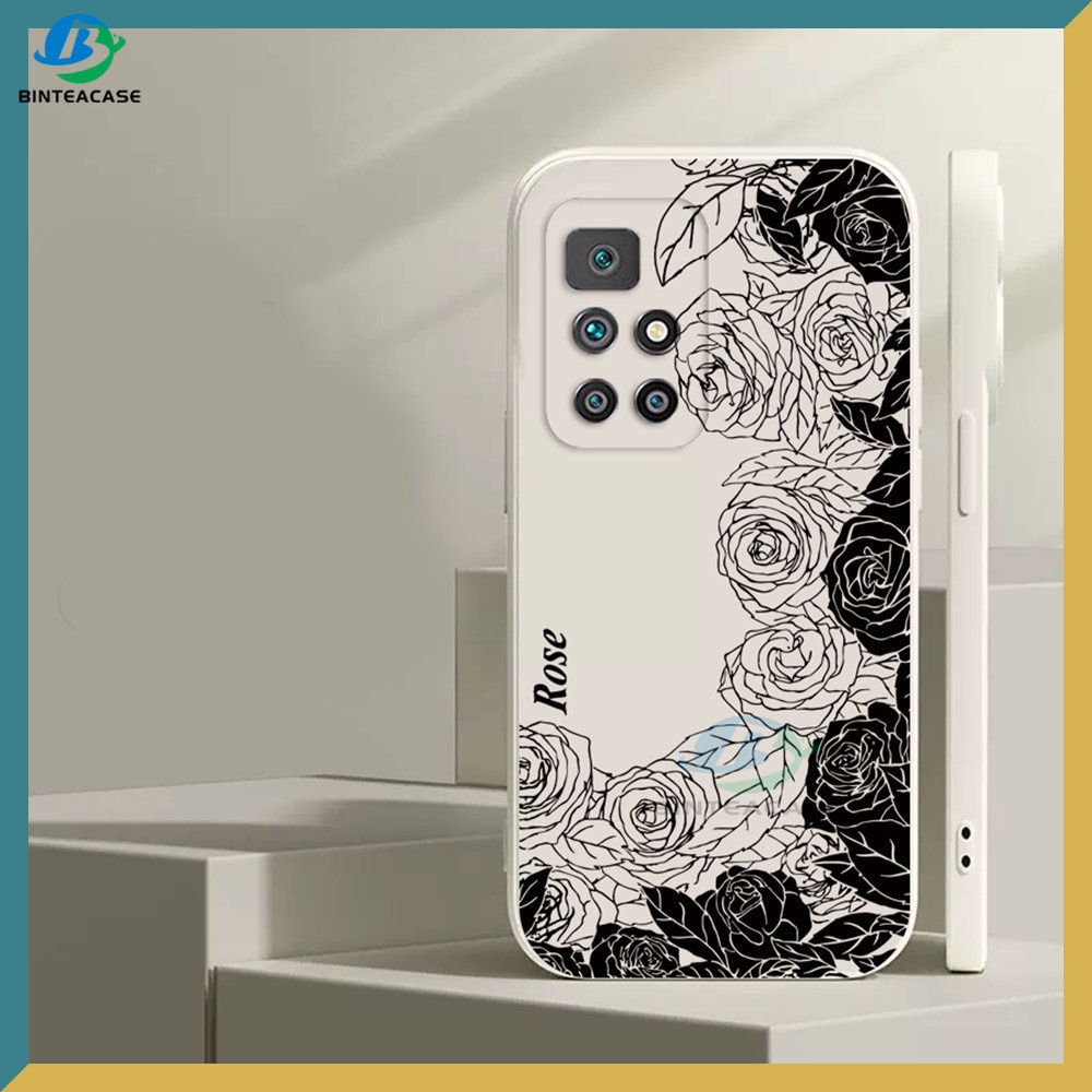 Redmi Note 12 11S 11 Pro Redmi 10C 10A 9C 9T 9A Note10 5G Note 10S Note9 Note8 Note7 Poco M3 Pro X3 Pro NFC Black And White Rose Casing Silikon Lembut Binteacase