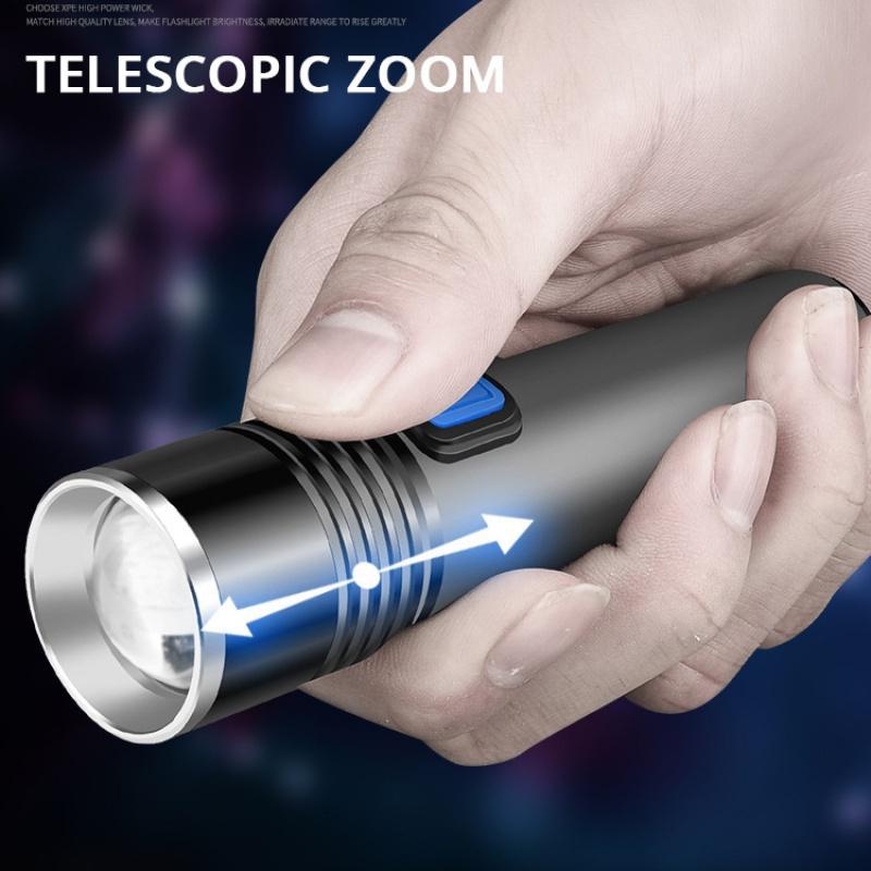 Lampu Senter LED UV Mini 395nm Zoomable Rechargeable Portable