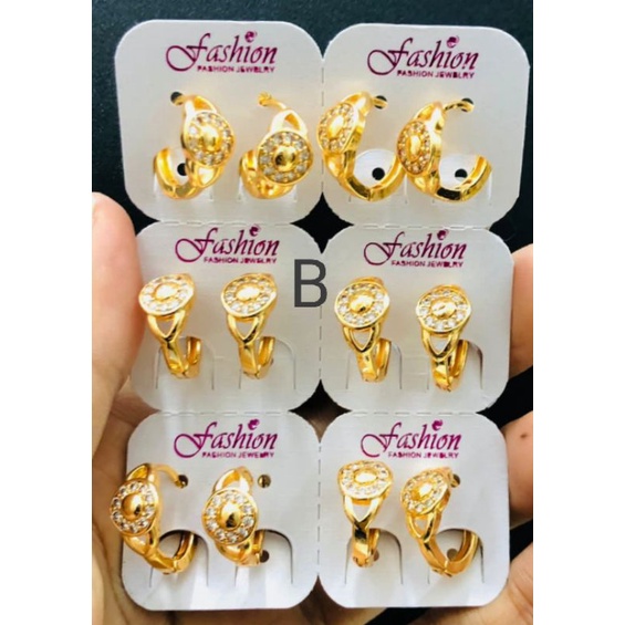 Grosir 6 pasang Anting xuping wanita berlapis emas dgn mata zircon