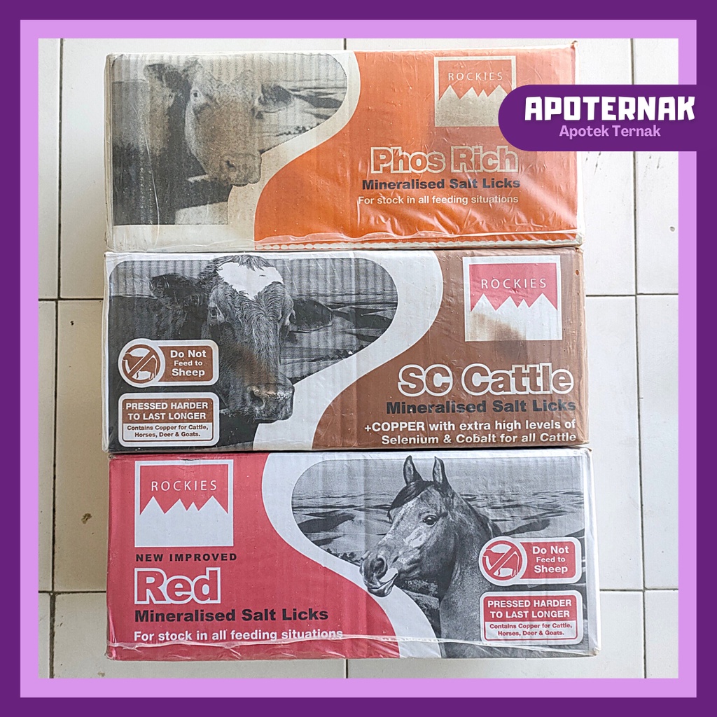 Mineral Blok RED ROCKIES 10 kg | Mineral Sapi Kuda Kerbau Kambing Domba | ROCKIES Tithebarn