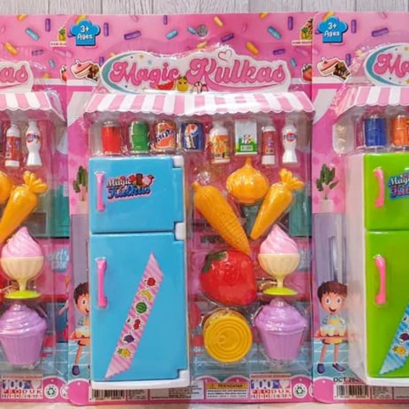 Mainan Kulkas Mini 2 Pintu Lengkap Dengan Isi Nya / Mainan Anak Perempuan