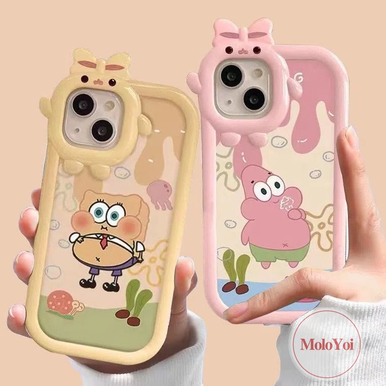 Soft Case Motif SpongeBob 3D Untuk iPhone 11 12 13 14 Pro MAX XR 6 6s 7 8 14 Plus X XS MAX SE 2020