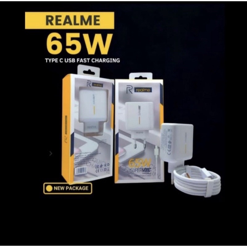 Charger Realme 65W Type C Original Fast Charging Super Vooc / Super Dart Charger Realme