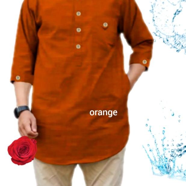 Baju Kemeja Koko Qurta Pria Muslim - Orange, M