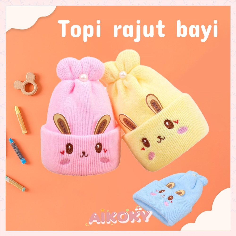 Aikoky Topi rajut bayi newborn/Topi kupluk bayi lucu