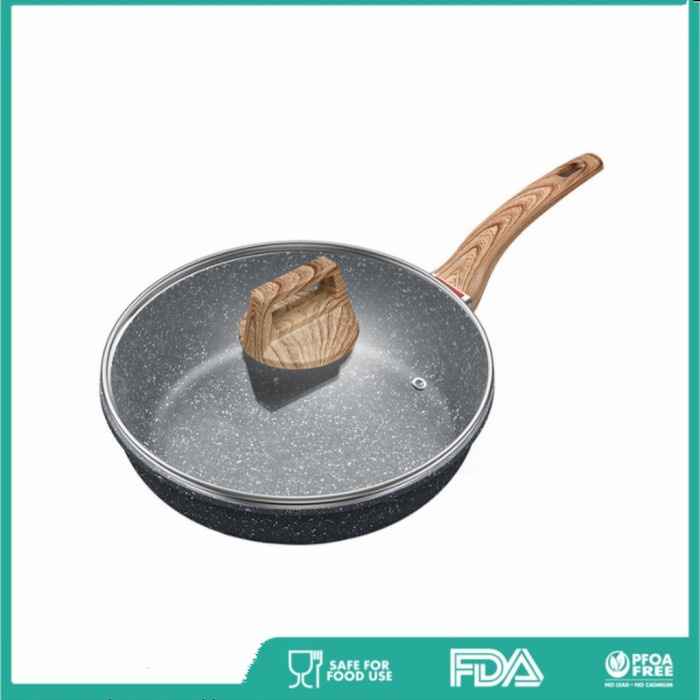 Fry Wok 28Cm Wajan Penggorengan Marble Granit Keramik Frywok Kuali