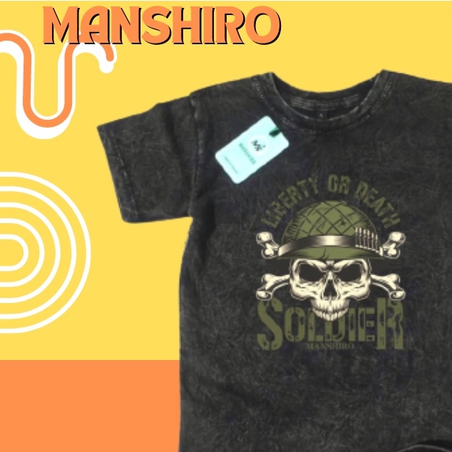 MANSHIRO Baju Kaos Distro Washed Polos Anak Laki Laki / Perempuan Unisex Umur 1-12 Tahun Bahan Cotton 30s