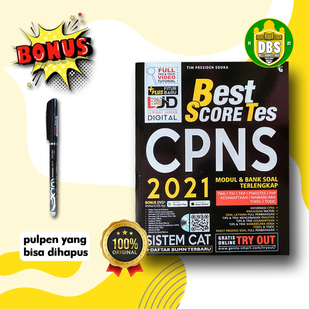 BUKU CPNS TERBARU 2021- BUKU CPNS 2021 - BEST SCORE TES CPNS 2021 MODUL & BANK SOAL TERLENGKAP