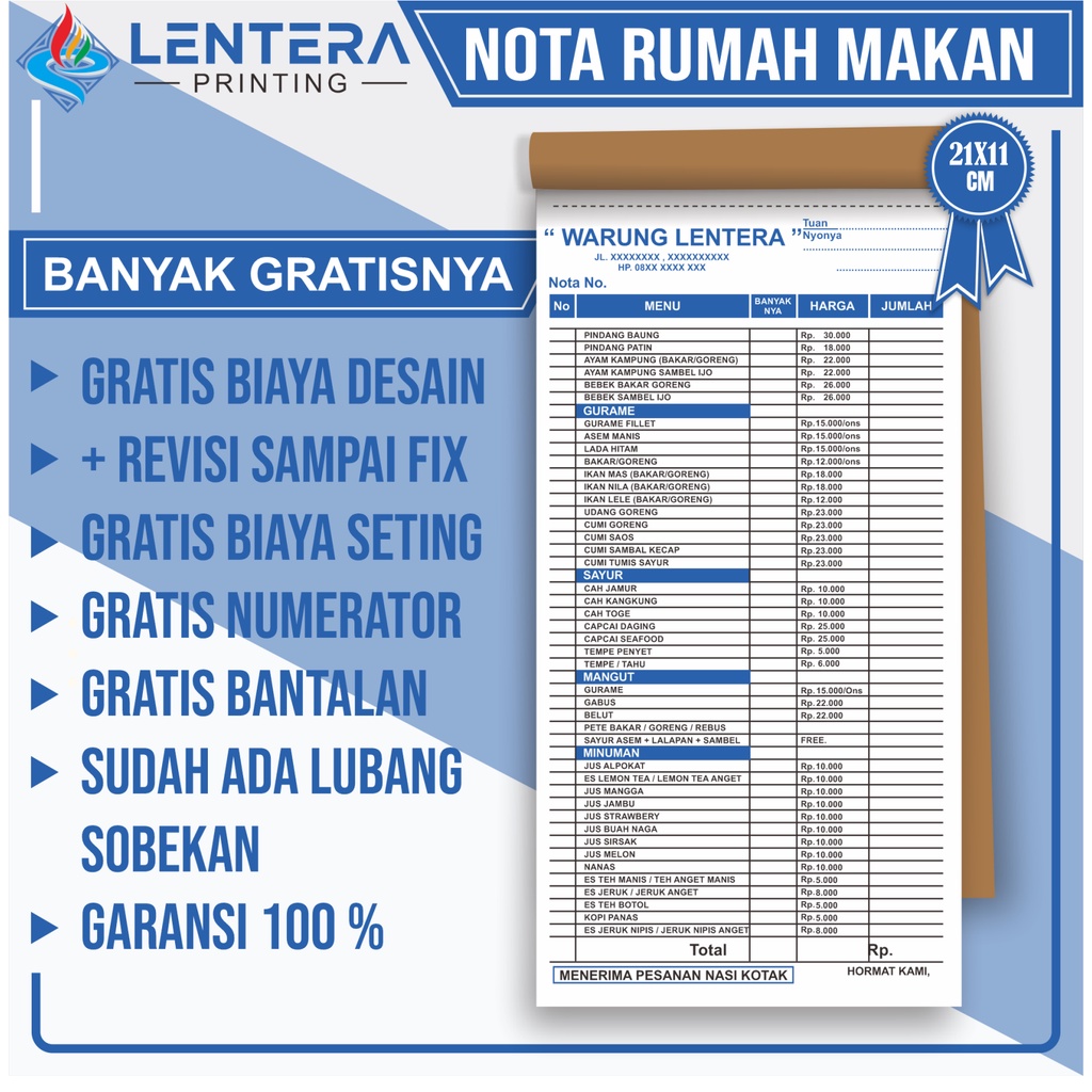 

Cetak Bon Rumah Makan Custom