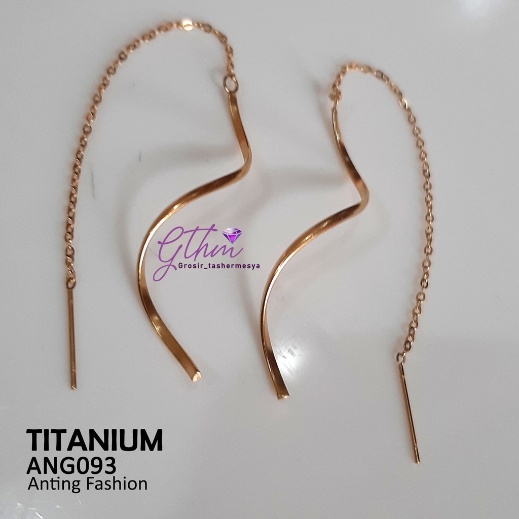 Anting Titanium Spiral Jurai Panjang Anti Karat Perhiasan fashion Import Premium Ang093
