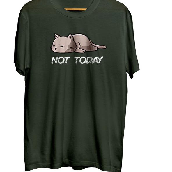 Baju Kaos Gambar Kucing Pria Distro Original Oversize Jumbo Big size - Army, M